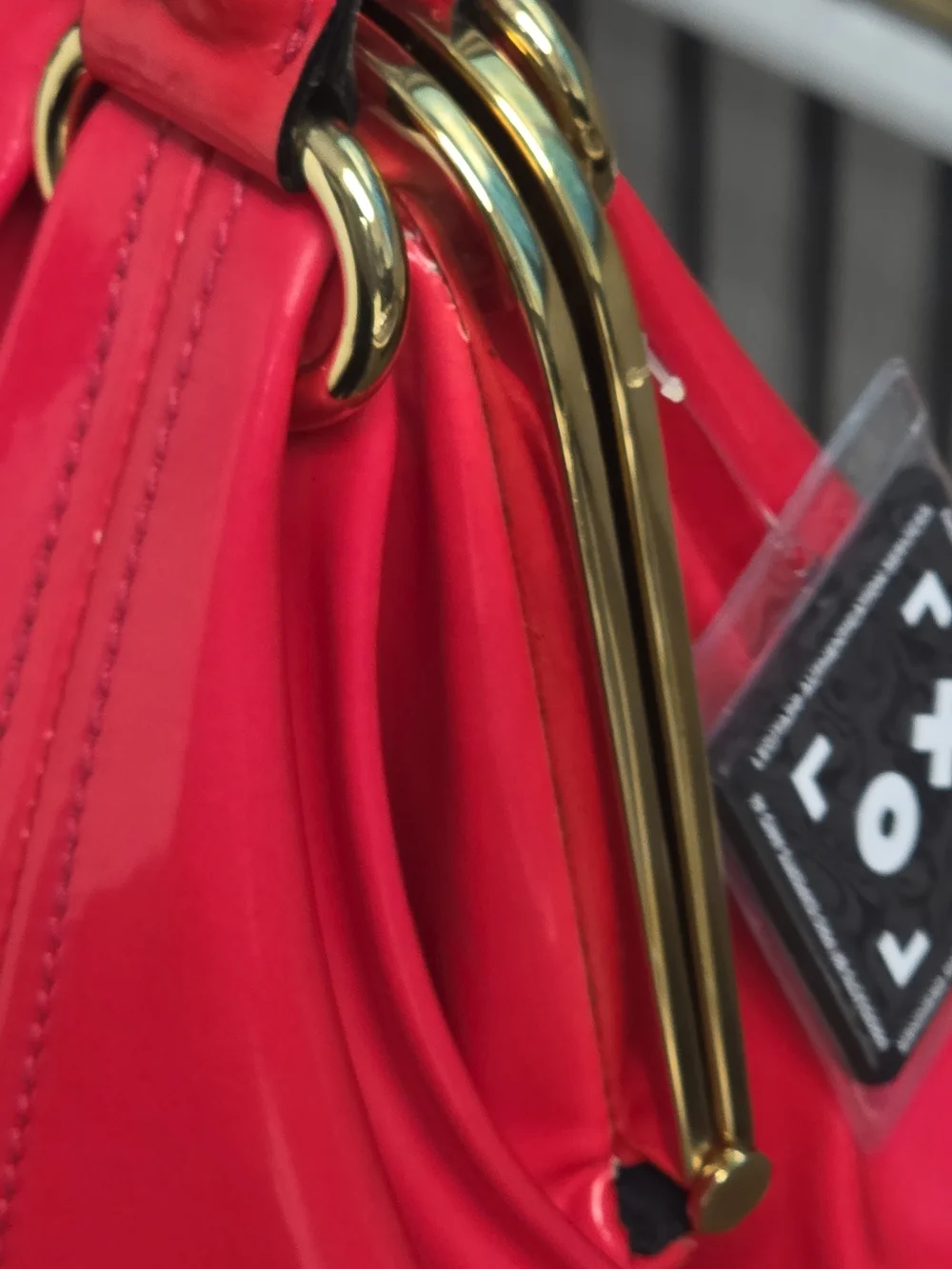 Alexander McQueen Red Elvie Frame Patent Top-Handle Satchel Bag RARE